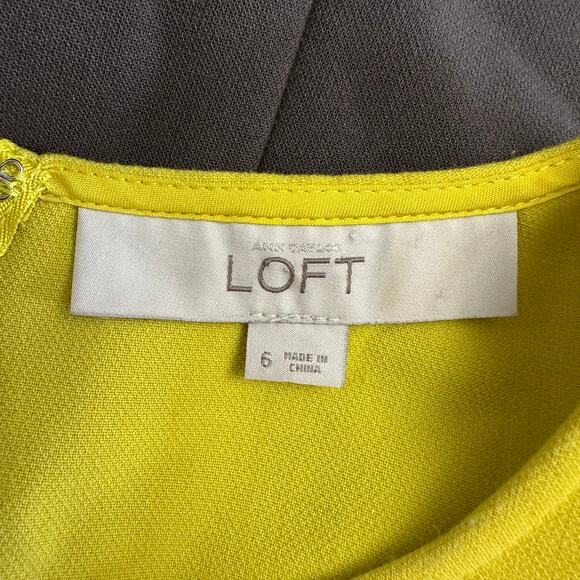 LOFT‎ Women’s Size 6 Colorblock Shift Dress Yellow Gray Black Sleeveless Career - Picture 2 of 8
